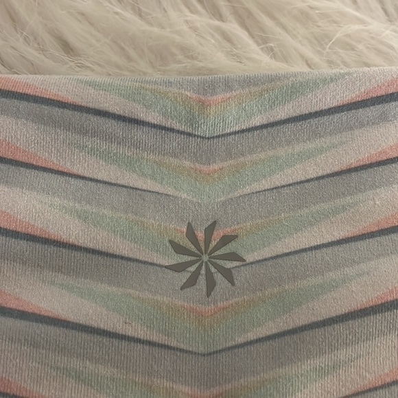 Athleta Leggings Pants Capri Purple High Rise Stripes Athleisure Active Sz Small - Picture 9 of 10